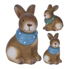 Decor H&S 43747 Statueta Iepuras cu fular 11cm, 2 modele, ceramic