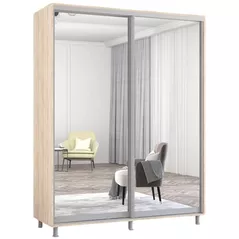 Dulap Mobildor-Lux Aron cu uși glisante din oglinzi (160x60x220H cm) Sonoma