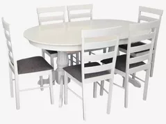 Комплект стол и стулья Evelin di Costacurta стол HV-33V White + 6 стульев Gloria White/NV-10WP Grey