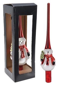 Новогодний декор Promstore 54202 Virf de brad 25cm din sticla Mos Craciun/Om de zapada, roșu (în sort.)