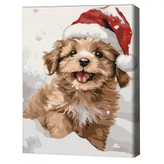 Картина по номерам BrushMe RBS53838FC 30x40cm (fără cutie) Un cățeluș înzăpezit