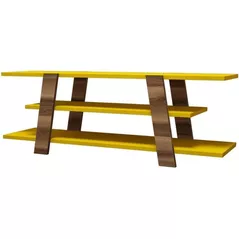 Comodă TV Trendy Floare, Nuc, Galben 120x42x33cm