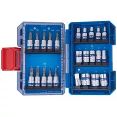 Набор головок, бит, насадок King Tony 2547MR-EB набор 1/4" торцевых головок E, вставок (бит) и переходников, 47 пр.