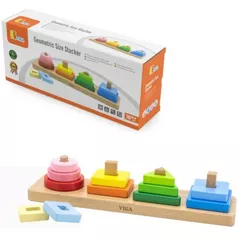 Puzzle Viga 44686 Sorter geometric din lemn Învățăm despre forme si culori
