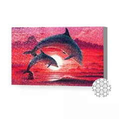 Картина по номерам Art Gallery JS25072 Mozaic cu diamante 20x30cm Delfini la apus