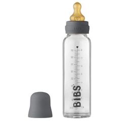 Поильник BIBS 5014221 Biberon din sticla anticolici Iron cu tetina din latex 0+ luni, 225 ml