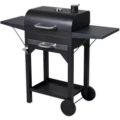 Grătar BBQ 57400 Gratar dreptunghiular cu picioare 109x34x98cm, 2 plase + termometru, 2 roti