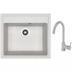 Мойка кухонная со смесителем Dr.Gans Nika 570 + SanDonna F 7073 gri
