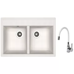 Мойка кухонная со смесителем Dr.Gans Astra 780 + SanDonna F 9995 alb
