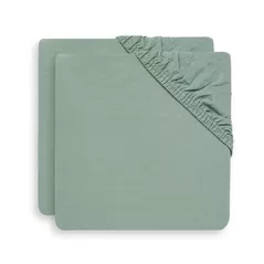 Lenjerie de pat pentru copii Jollein 2511-507-00095 Cearsaf cu elastic Jersey Ash Green, 120x60cm, 2buc