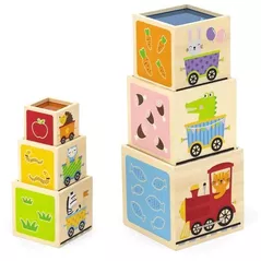 Jucărie Viga 44572 Piramidă - cuburi din lemn Ne jucăm și învățăm