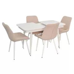 Set masă și scaune Evelin di Costacurta стол DT-432-1R Wh + 4 стула YTC-055Wh Light beige
