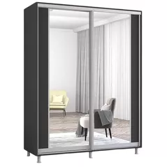 Dulap Mobildor-Lux Aron-P uși glisante din PAL cu oglindă vertical (170x60x230H cm) Anthracite