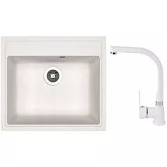 Мойка кухонная со смесителем Dr.Gans Nika 570 + SanDonna F 7103 alb