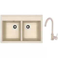 Мойка кухонная со смесителем Dr.Gans Astra 780 + SanDonna F 7073 bej