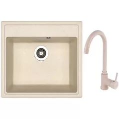 Мойка кухонная со смесителем Dr.Gans Nika 570 + SanDonna F 7073 bej