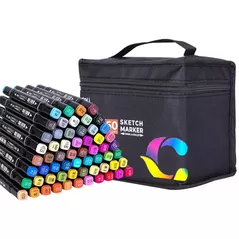 Set de creație Deli DLE70806-60 Set markere permanente, duble, 60 culori