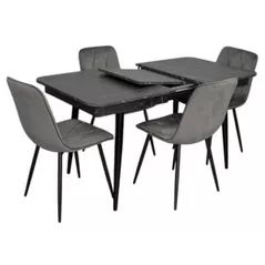 Set masă și scaune Evelin di Costacurta стол DT-431-3R B + 4 стула YTC-080B, BLU-14 Dark grey