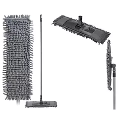 Швабра Бытпласт 57602 Econova, duza microfibra de chenilla 42x15cm, maner 120cm