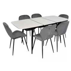 Комплект стол и стулья Evelin di Costacurta стол DT-532R B + 6 стульев YTC-064B Blu-14 (Dark grey)