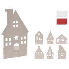 Свеча Holland 34223 Подсвечник металлический Доимк 10x6сm, белый,красный