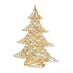 Figurină cu lumină Promstore 56529 Figurina luminoasa Brad, 60LED, 60cm, 3xAA, aurie, alb-cald