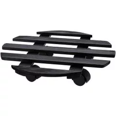 Подставка для цветов ProGarden 31132 Подставка для цветов D35cm деревянная, на колесах, черный