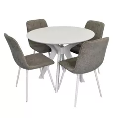 Комплект стол и стулья Evelin di Costacurta стол Raffles Round White + 4 стула YTC-078Wh UF885-14 Grey