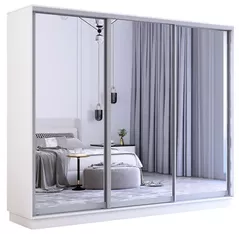 Шкаф Mobildor-Lux Fox uși glisante din oglinzi (260x60x200H cm) Alb