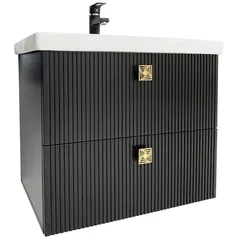 Шкаф под умывальник Mashtab 11871 Toledo cu 2 sertare 70cm Negru Mat