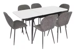 Set masă și scaune Evelin di Costacurta стол DT-531R B + 6 стульев YTC-064B UF885-15 (Dark grey)
