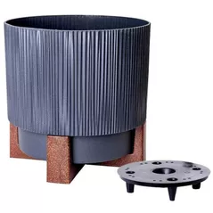 Ghiveci pentru flori Aleana 128025 Oslo cu insetie si suport d24 cm, granite