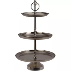 Поднос/столик кухонный H&S 52462 Сервировочная подставка 3 уровня D30см H50см, металл, серебро
