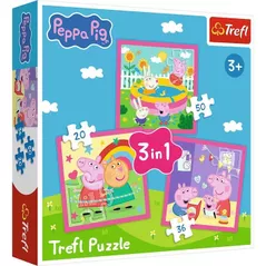 Головоломка Trefl 34873 Puzzles 3in1 Peppa and friends, Peppa Pig