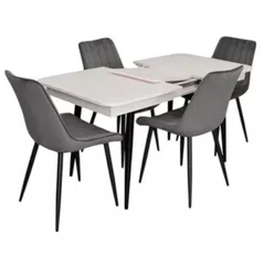 Set masă și scaune Evelin di Costacurta стол DT-431-1R B + 4 стула YTC-055B Dark grey