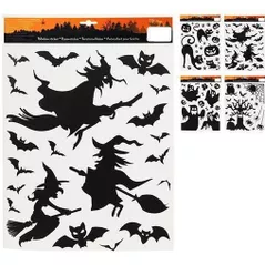 Новогодний декор Promstore 45103 Наклейки на окно Halloween 30x42cm Ведьма на метле, 4дизайна
