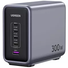 Зарядное устройство сетевое Ugreen 90903B Nexode Pro GaN Charger 1xUSB-A + 4xType-C 300W CD333, Black