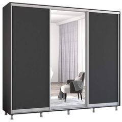 Шкаф Mobildor-Lux Aron uși glisante din oglindă și PAL (240x60x220H cm) Anthracite