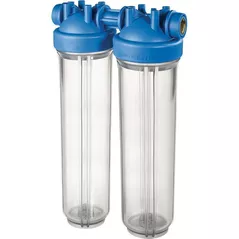 Carcasă pentru filtru de apă ATLAS Filtri Filtru DP 20 BB duo transporent 1" (fără cartuş)