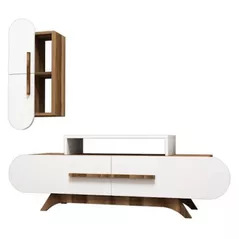 Тумба напольная для TV Trendy Trandafir S, Nuc, Alb 145x49x36cm