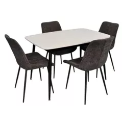 Комплект стол и стулья Evelin di Costacurta стол DT-532R B + 4 стула YTC-055B UF885-15 (Dark grey)