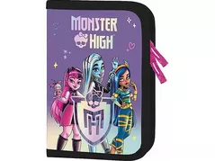 Школьный пенал St.RIGHT 52821 Penar 21x13.5x3.5cm, Bambino Monster Nigh, textil, cu 2 buzunare