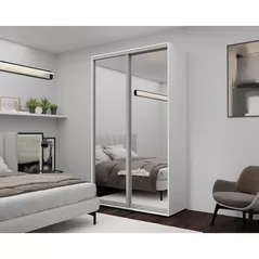 Dulap Nex Home Dulap cu uși glisante, 140x60x220cm, Oglinda, Alb