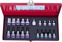 Set de tubulare, bite, duze King Tony 7120PR набор насадок TORX Т10-Т55 и головок Е6-Е20, 1/2" и 3/8", 20 пр.