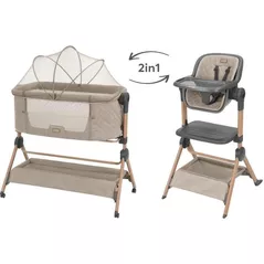 Колыбель Kikka Boo 31003020110 Patut si scaun de masa 2in1 Sleat Me Beige