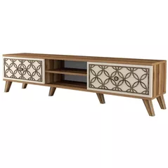 Comodă TV Trendy Clasa, Nuc, Crema 180x44x35cm
