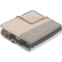 Textile de casă Ibena 2858/380 Jacquard Decke Brandon GOTS Grey/beige