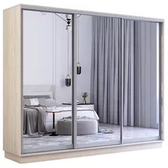 Dulap Mobildor-Lux Fox uși glisante din oglinzi (270x60x200H cm) Sonoma