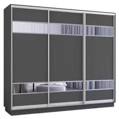 Шкаф Mobildor-Lux Fox uși glisante din PAL cu elemente din oglindă (310x60x210H cm) Anthracite