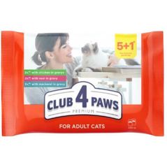 Hrană pentru animale de companie CLUB 4 PAWS 24231130 pouch Premium pentru pisici adulte, cod în jeleu, 5+1 (480 g) (10 bucăți în cutie)